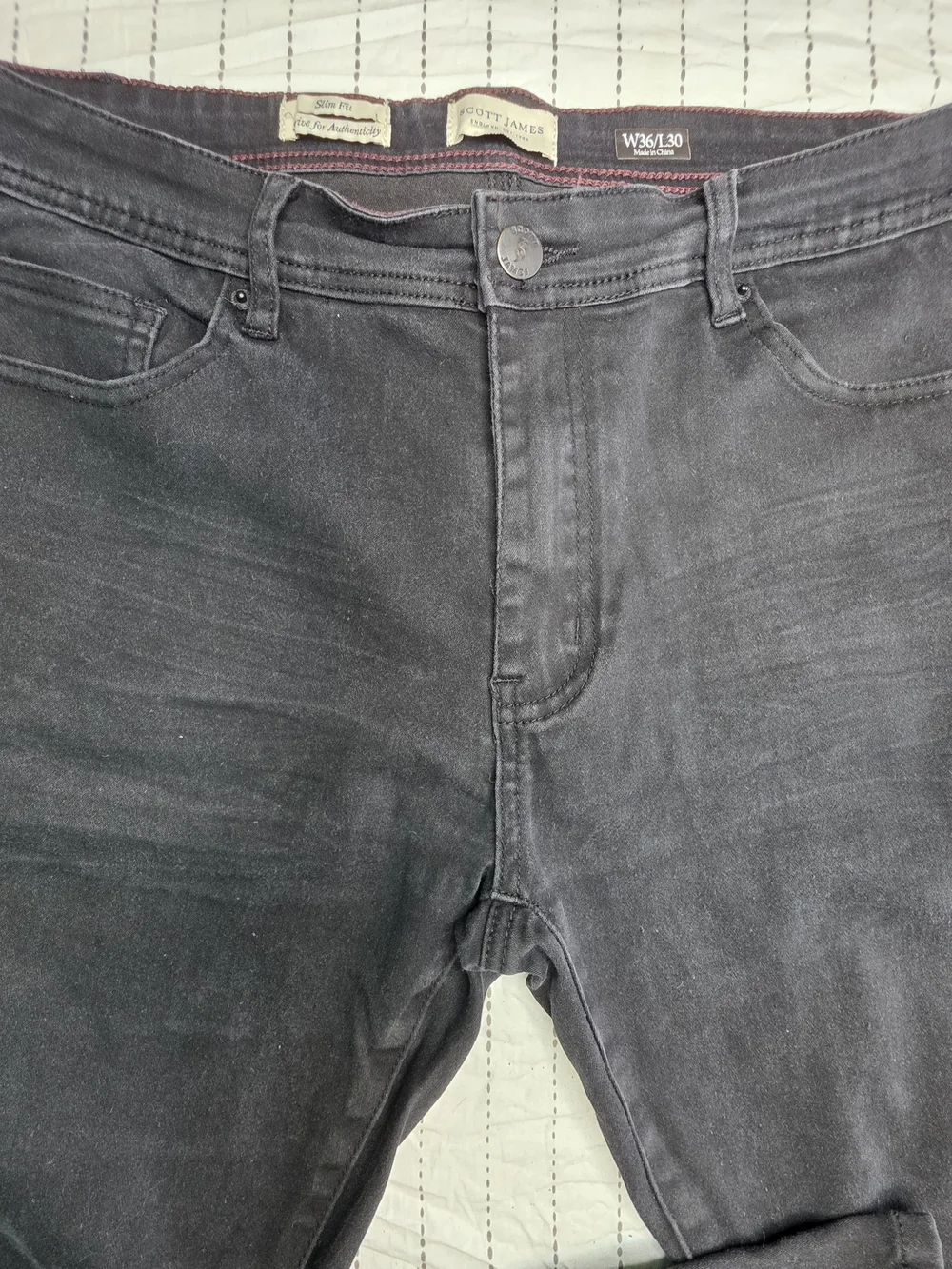 Scott James England Slim Fit Washed Black Jeans Size 36x30